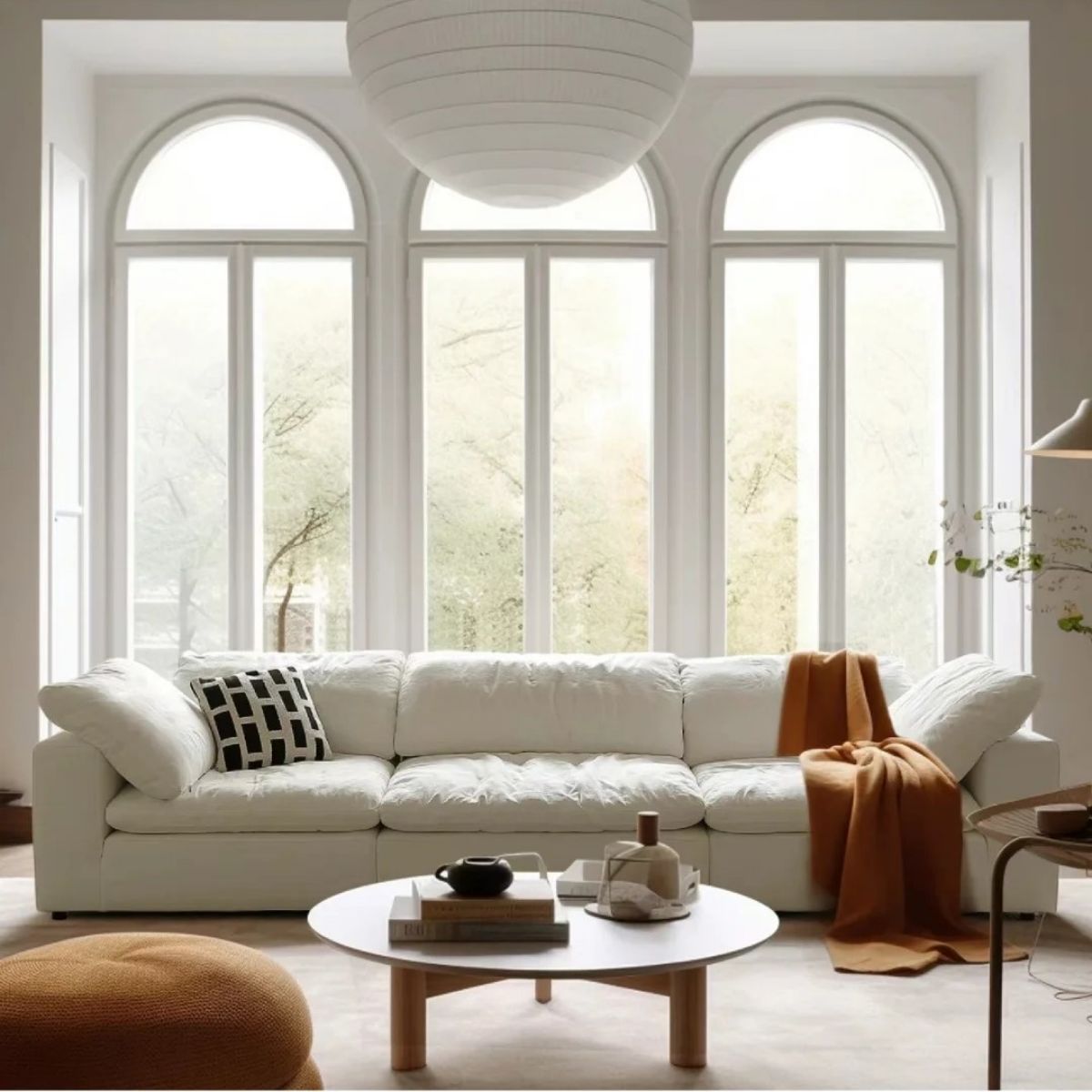 Cuddlewood Cloud Comfort White Fabric Sofa