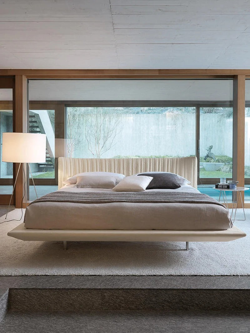 Cuddlewood Elegant Upholstered Bed with a Floating Design and Vertical Channel Tufting