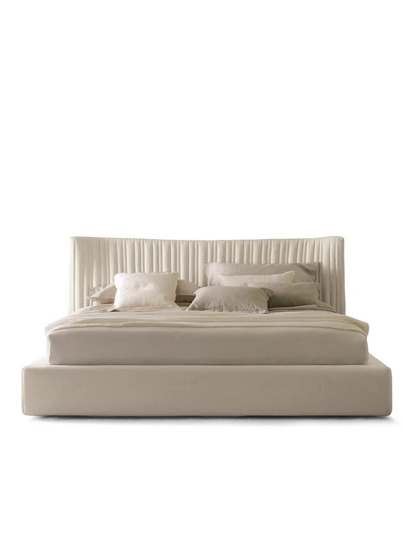 Cuddlewood Modern Upholstered Bed with Channel-Tufted Headboard and Low Profile Frame