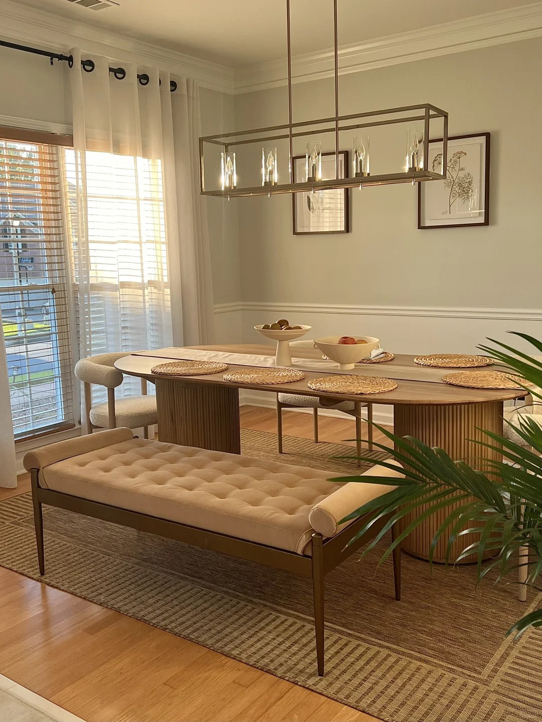 Cuddlewood  The Beige Upholstered Bench with Wooden Frame