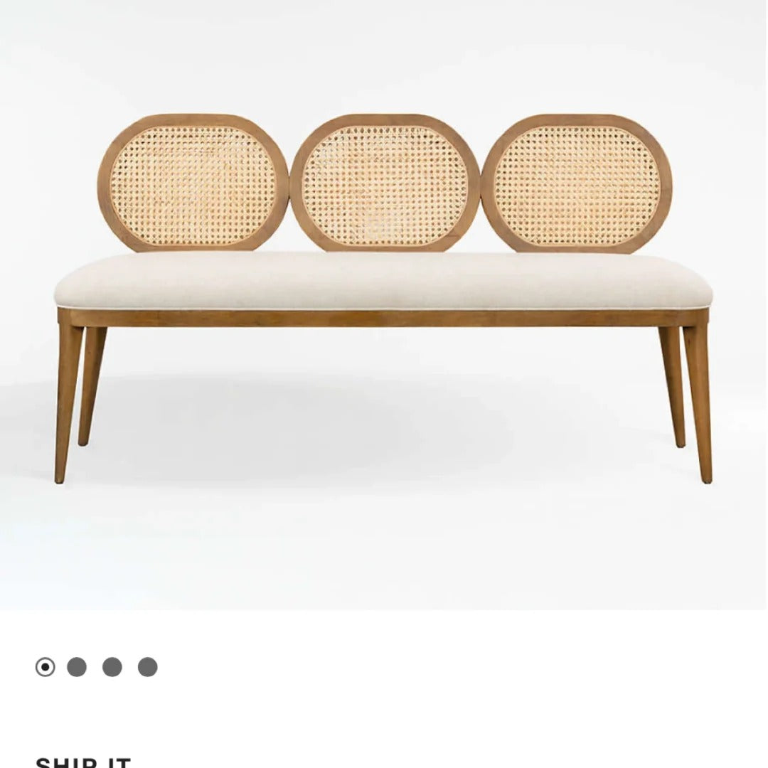 Cuddlewood Elegant Cane Back Bench with Plush Cushioning