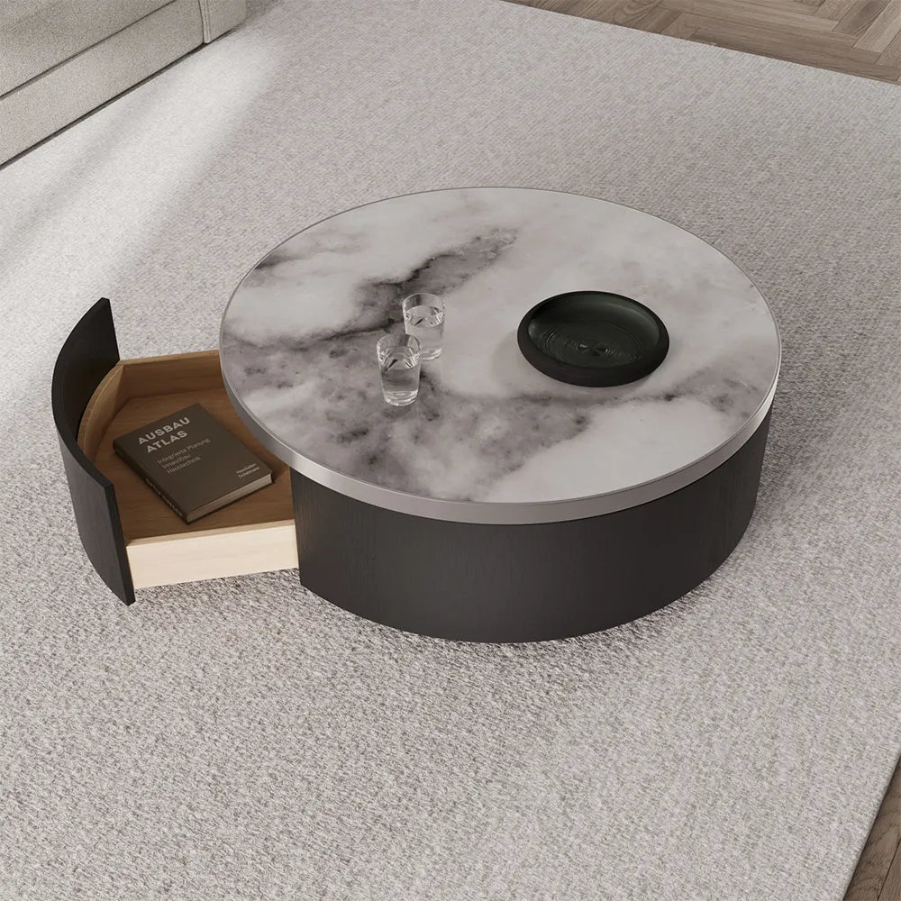 Cuddlewood Modern Luxury Coffee Table Round Stone-Panel