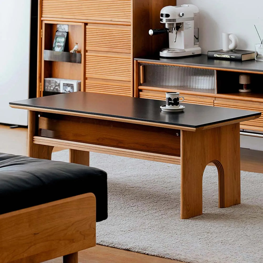 Cuddlewood Modern Minimalist Cherry Wood Color Coffee Table