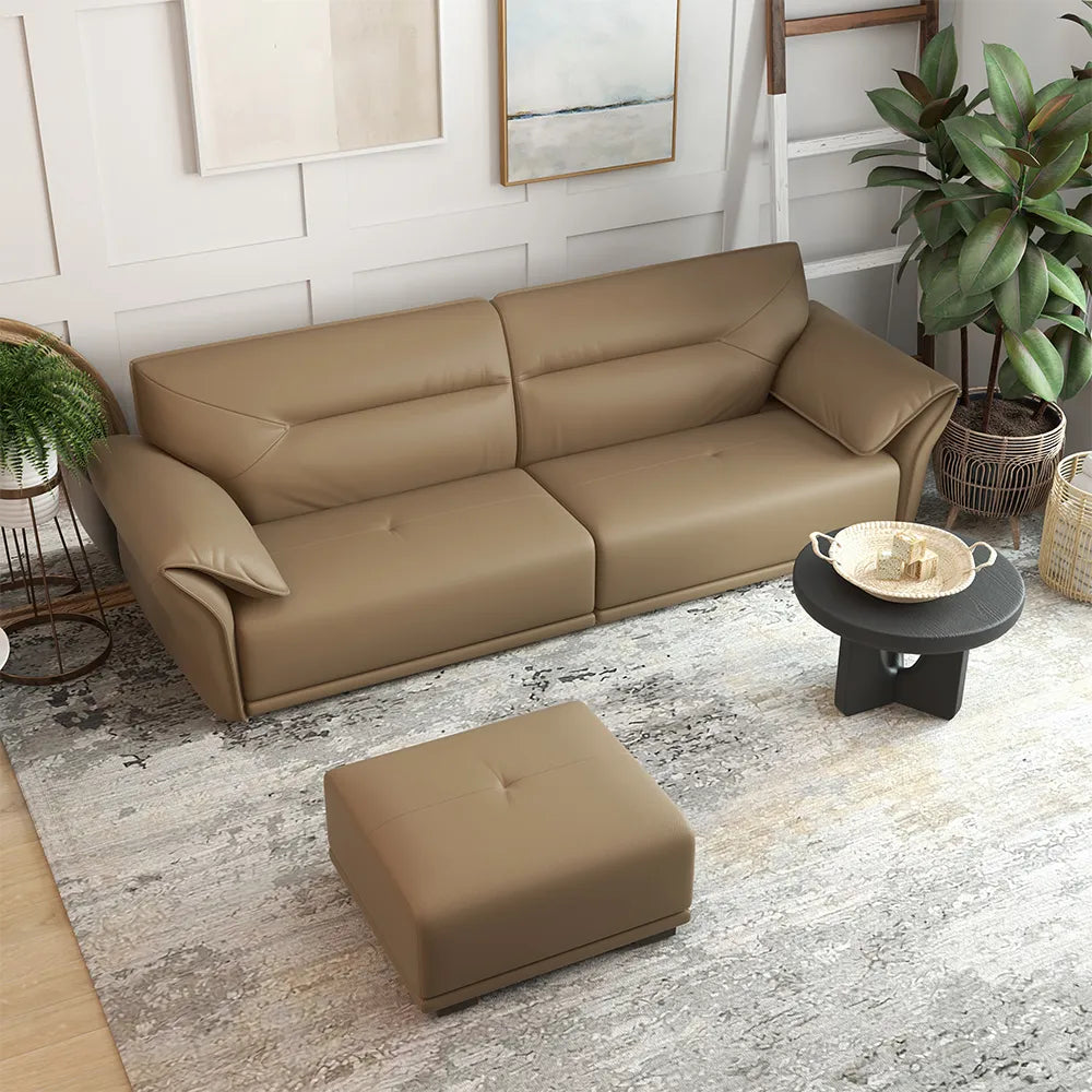 Cuddlewood 32.28’’ Minimalist Full-Grain Leather Sofa Ottoman