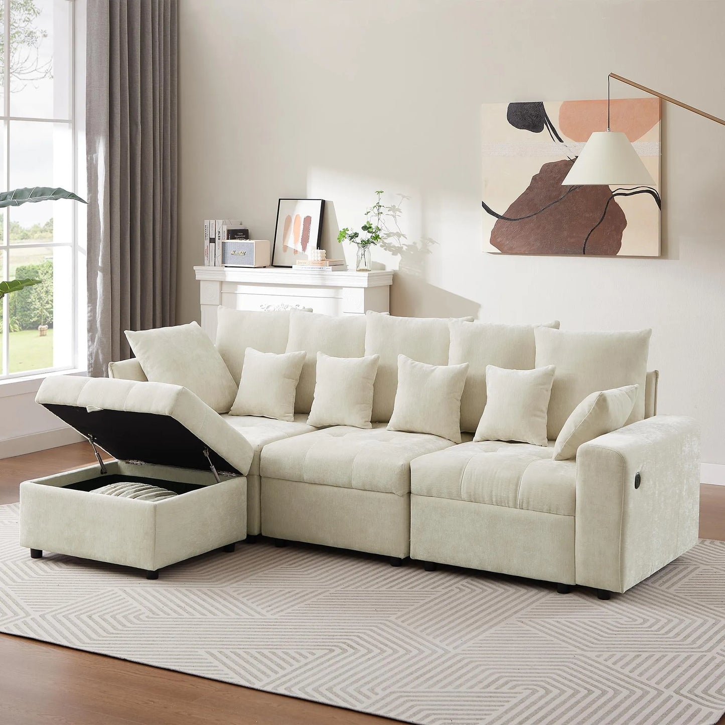 Cuddlewood 96.45"Sectional sofa with Storage Ottoman