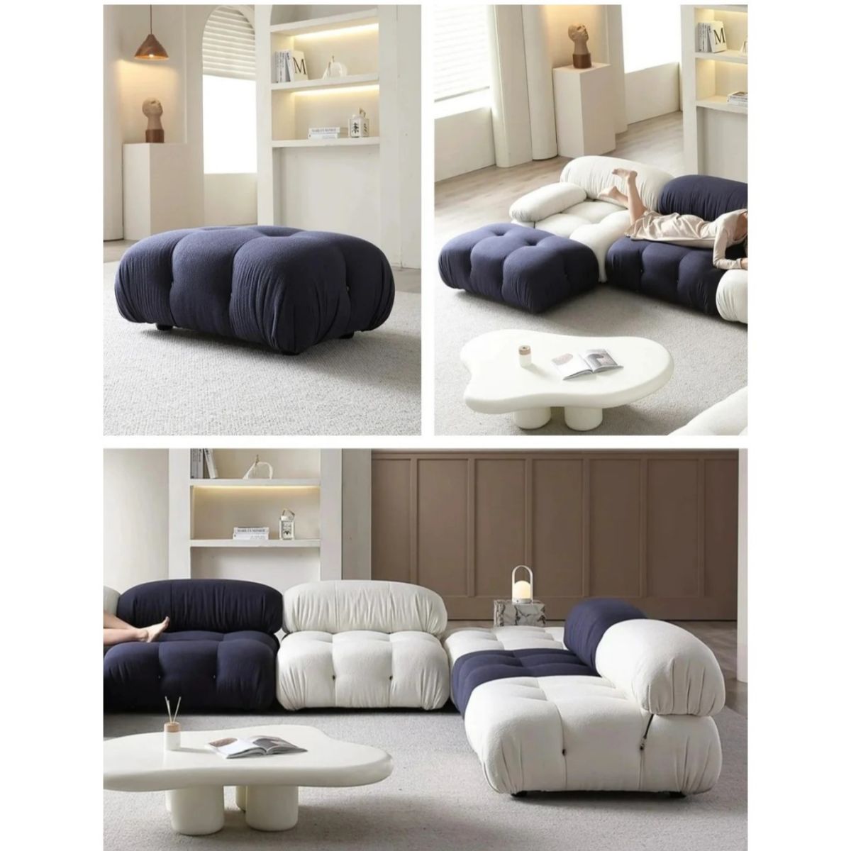 Cuddlewood Contemporary Blue Velvet Sofa