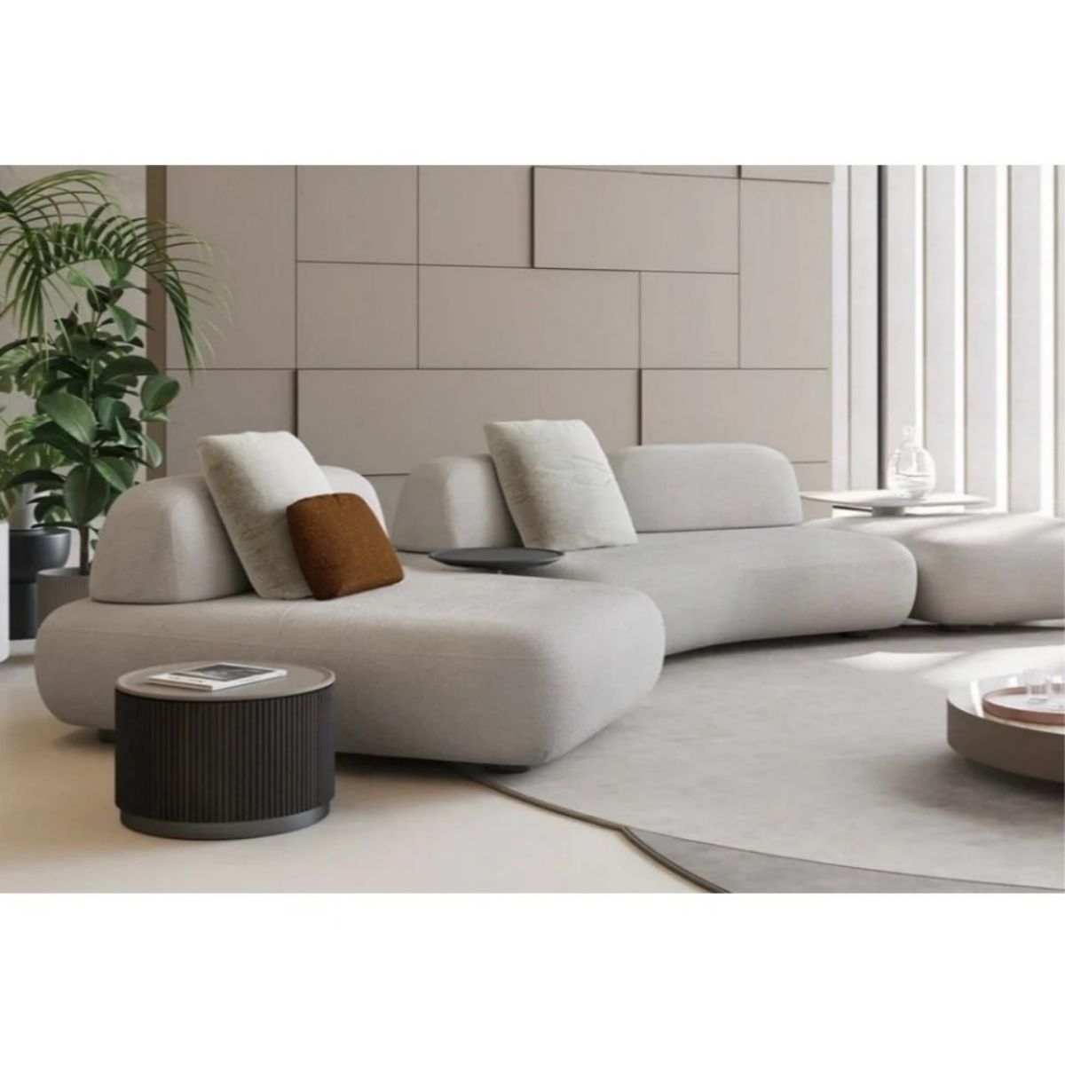 Cuddlewood Modern Grey Velvet L-Shaped Sofa