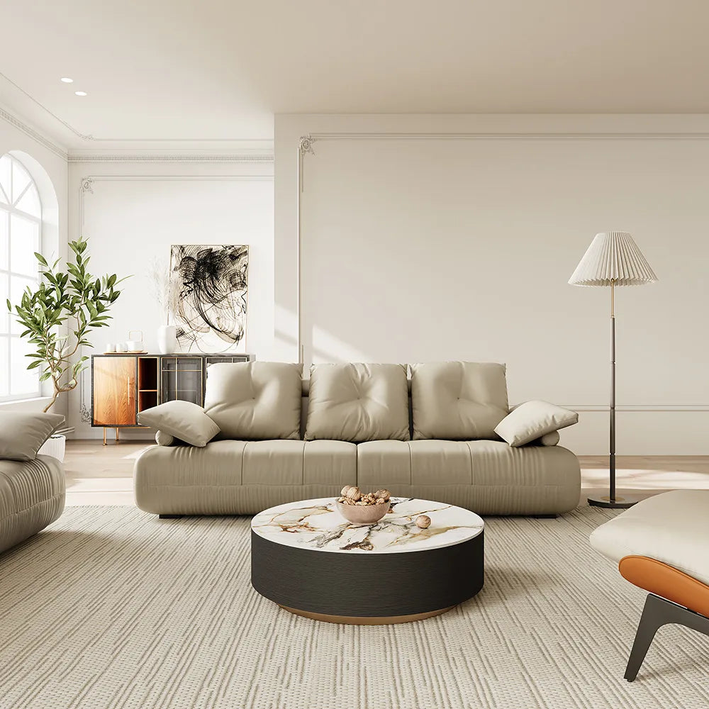 Cuddlewood Gray Leather Sofa