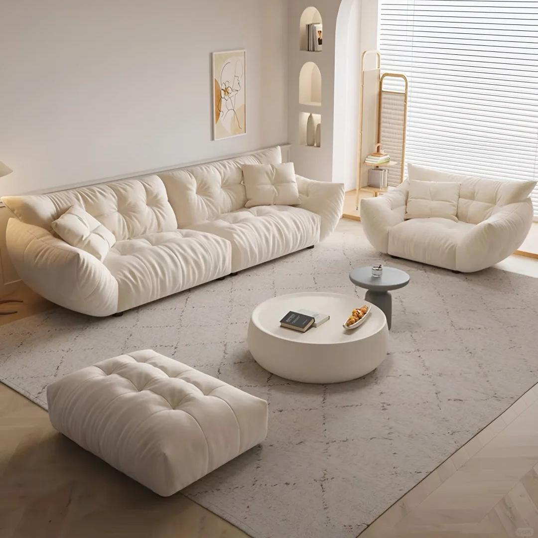 Cuddlewood Tufted Beige Fabric Comfort Cloud Sofa