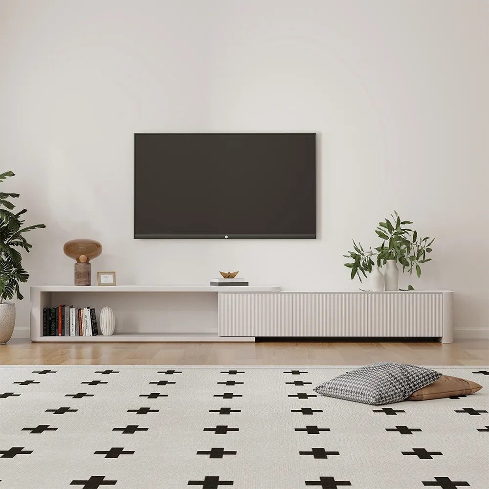 Cuddlewood  78.74” Modern Retractable TV Stand with 3 Drawers