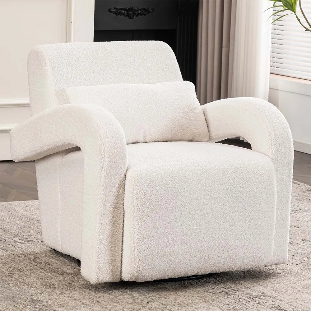 Cuddlewood 30.7" Modern Cozy white Teddy Fabric Accent Chair