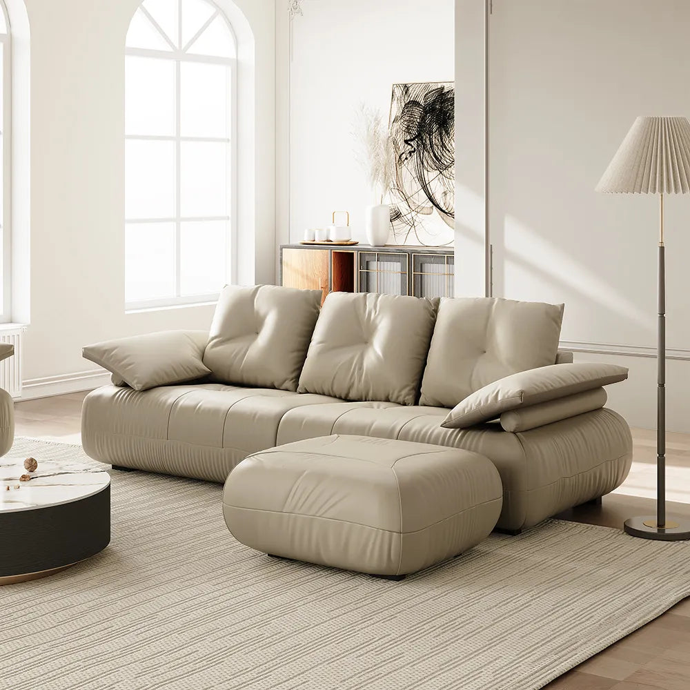 Cuddlewood Gray Leather ottoman